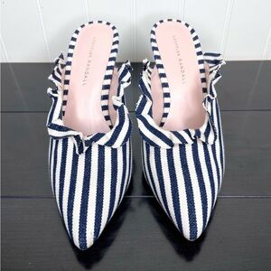 Worn once size 9 Loeffel Randall Langley ruffled striped mule. Bridgerton vibe